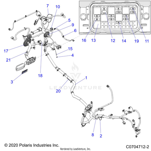 An Image of a Genuine Polaris Parts Schematic Diagram showing the schematic - ELECTRICAL: WIRE HARNESS - 2024 POLARIS RZR 900 TRAIL SPORT