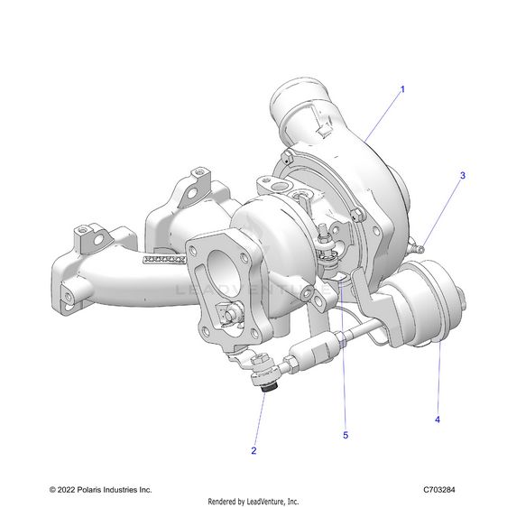 An Image of a Genuine Polaris Parts Schematic Diagram showing the schematic - ENGINE: TURBO CHARGER - 2023 POLARIS RZR PRO XP 4 ULTIMATE