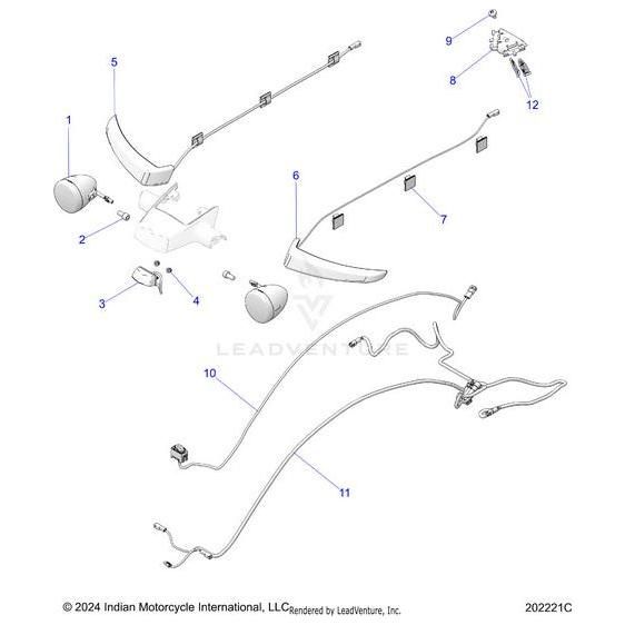 Exploded diagram of Light Rcw Saddlebag Na LH [North America Only] by Polaris, showing numbered OEM parts like the saddlebag, mounts, brackets, and bolts with lines indicating their assembly positions.