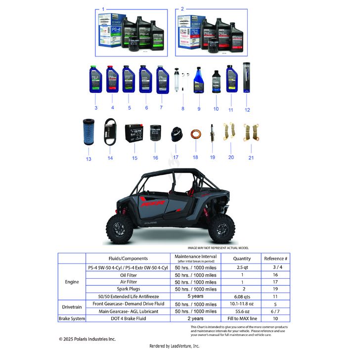 An Image of a Genuine Polaris Parts Schematic Diagram showing the schematic - *SERVICE & MAINTENANCE - 2025 POLARIS RZR XP 4 1000 ULTIMATE