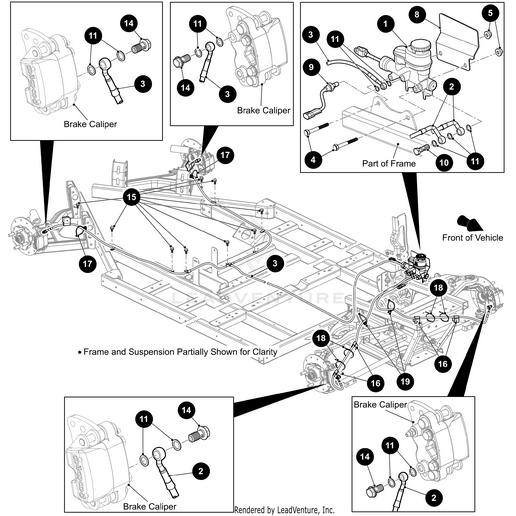 A diagram of a car chassis, similar to layouts seen in UTV/ATV accessories and OEM parts such as the Master Cylinder Shield by Arctic Cat.