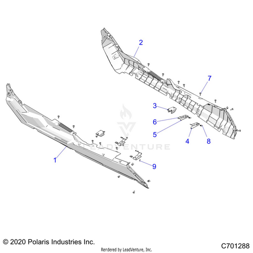 An Image of a Genuine Polaris Parts Schematic Diagram showing the schematic - BODY: ROCKERS - 2023 POLARIS RZR PRO XP 4 PREMIUM