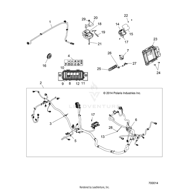 An Image of a Genuine Polaris Parts Schematic Diagram showing the schematic - ELECTRICAL: WIRE HARNESS - 2015 POLARIS RZR 4 900