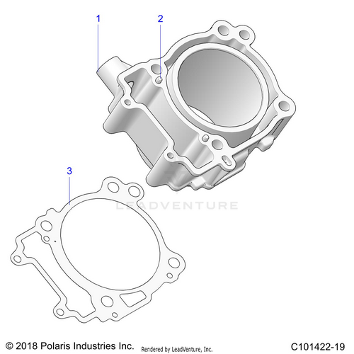 An Image of a Genuine Polaris Parts Schematic Diagram showing the schematic - ENGINE: CYLINDER - 2021 POLARIS RZR TRAIL