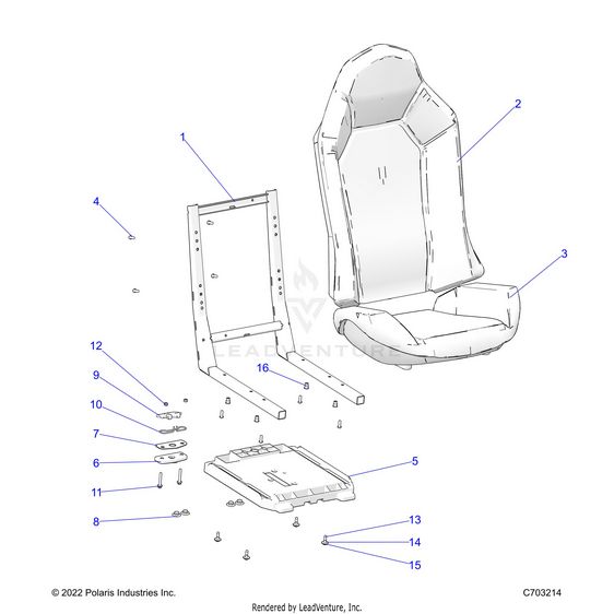 An Image of a Genuine Polaris Parts Schematic Diagram showing the schematic - BODY: SEAT ASM. - 2026 POLARIS RZR 900 TRAIL SPORT