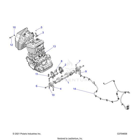 An Image of a Genuine Polaris Parts Schematic Diagram showing the schematic - ENGINE: MOUNTING & LONG BLOCK - 2026 POLARIS RZR XP 1000 ULTIMATE