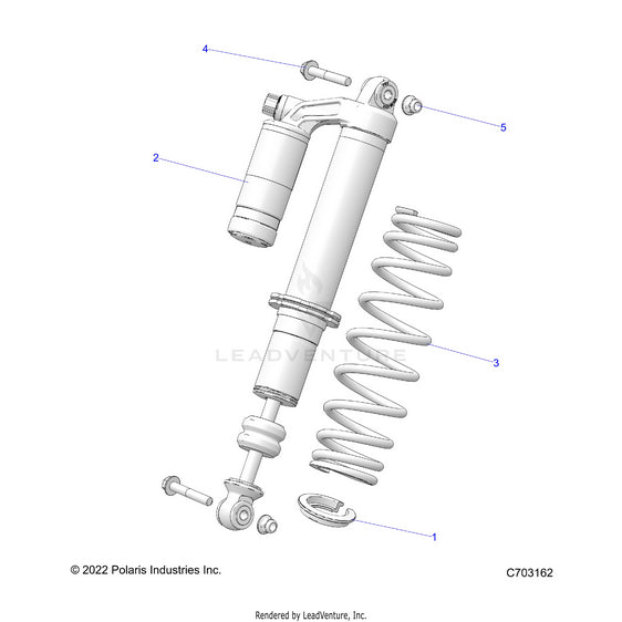An Image of a Genuine Polaris Parts Schematic Diagram showing the schematic - SUSPENSION: FRONT SHOCK MOUNTING - 2022 POLARIS RZR TRAIL S 1000 PREMIUM