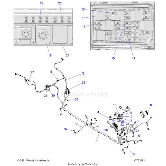An Image of a Genuine Polaris Parts Schematic Diagram showing the schematic - ELECTRICAL: WIRE HARNESS CHASSIS STANDARD - 2023 POLARIS RZR PRO R 4 SPORT
