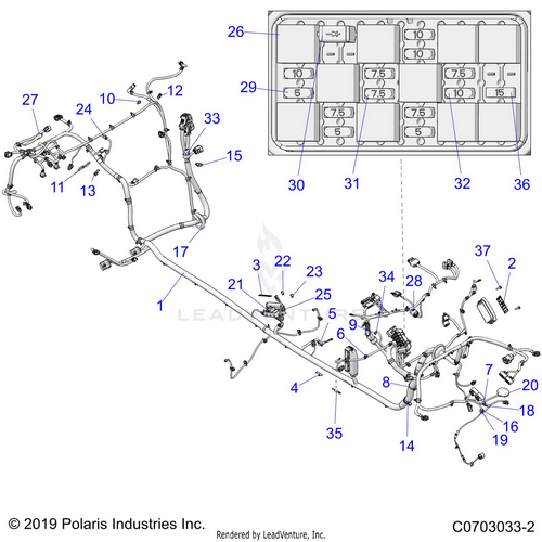 An Image of a Genuine Polaris Parts Schematic Diagram showing the schematic - ELECTRICAL: WIRE HARNESS CHASSIS ULTIMATE - 2020 POLARIS RZR PRO XP 4