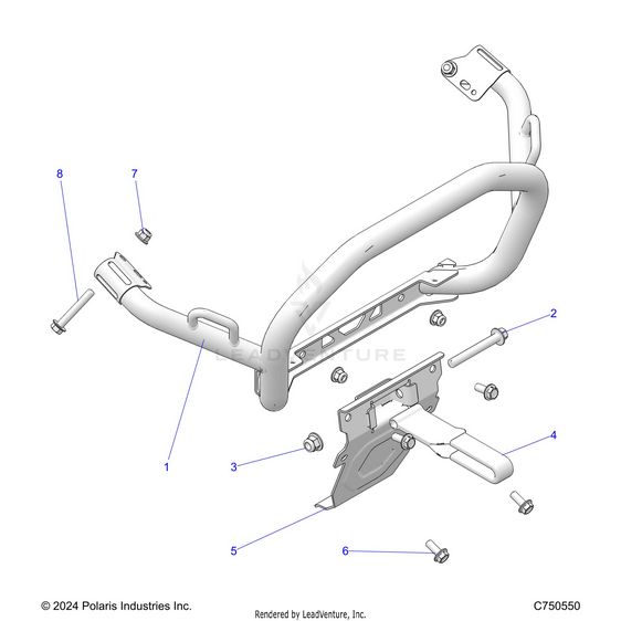 An Image of a Genuine Polaris Parts Schematic Diagram showing the schematic - ACCESSORY: BUMPER AND RELATED - 2025 POLARIS RZR XP 4 1000 PREMIUM