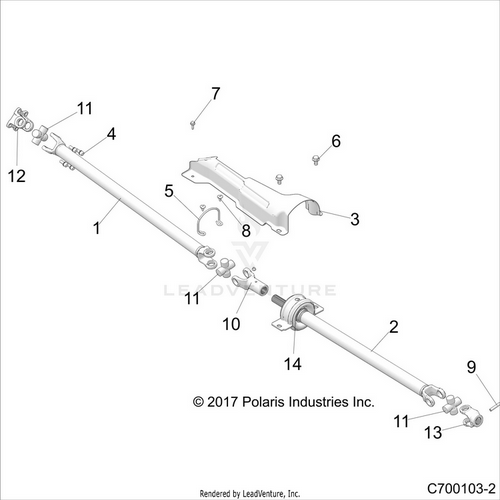 An Image of a Genuine Polaris Parts Schematic Diagram showing the schematic - DRIVE TRAIN: FRONT PROP SHAFT - 2021 POLARIS RZR RS1 EPS