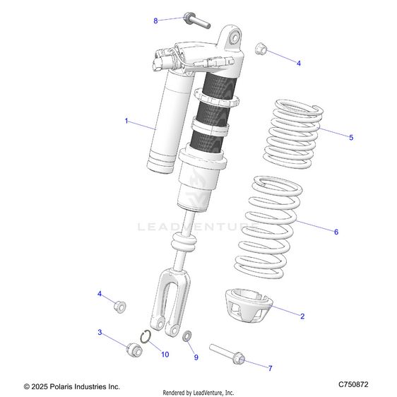 An Image of a Genuine Polaris Parts Schematic Diagram showing the schematic - SUSPENSION: FRONT SHOCK MOUNTING - 2026 POLARIS RZR PRO S ULTIMATE