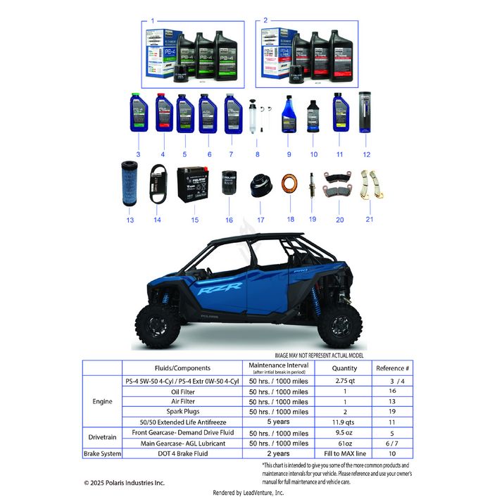 An Image of a Genuine Polaris Parts Schematic Diagram showing the schematic - *SERVICE & MAINTENANCE - 2022 POLARIS RZR PRO XP 4 PREMIUM