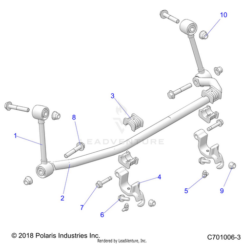 An Image of a Genuine Polaris Parts Schematic Diagram showing the schematic - SUSPENSION: FRONT STABILIZER BAR - 2022 POLARIS RZR XP 1000 HIGH LIFTER