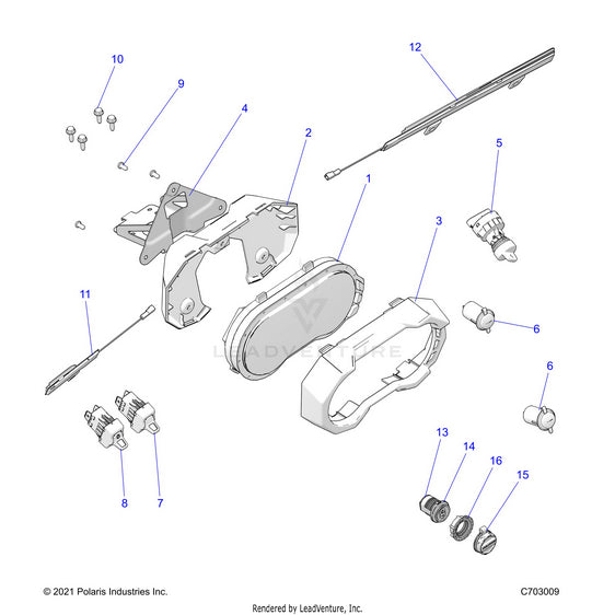 An Image of a Genuine Polaris Parts Schematic Diagram showing the schematic - ELECTRICAL: DASH INSTRUMENTS AND CONTROLS - 2022 POLARIS RZR TURBO R 4 ULTIMATE