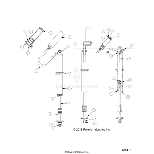 An Image of a Genuine Polaris Parts Schematic Diagram showing the schematic - SUSPENSION: REAR SHOCK INTERNALS - 2019 POLARIS RZR RS1