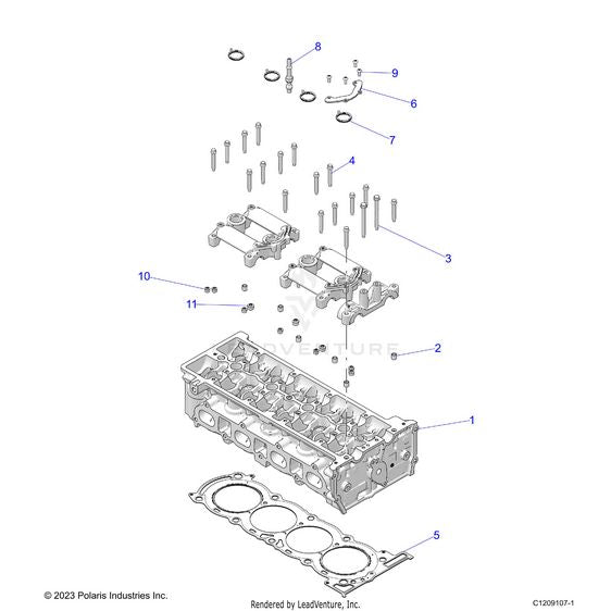 An Image of a Genuine Polaris Parts Schematic Diagram showing the schematic - ENGINE: CYLINDER HEAD - 2025 POLARIS RZR PRO R 4 RACE REPLICA LE EVAP