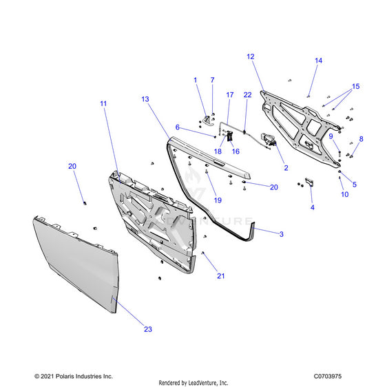 An Image of a Genuine Polaris Parts Schematic Diagram showing the schematic - BODY: DOORS - 2024 POLARIS RZR XP 1000 ULTIMATE