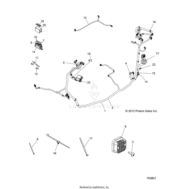 An Image of a Genuine Polaris Parts Schematic Diagram showing the schematic - ELECTRICAL: WIRE HARNESS - 2016 POLARIS RZR 570