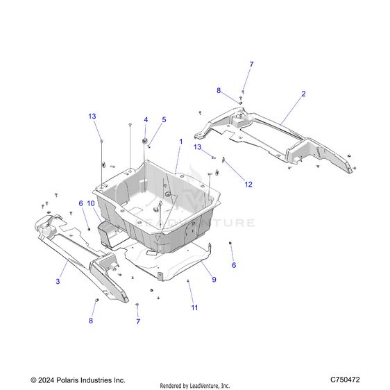 An Image of a Genuine Polaris Parts Schematic Diagram showing the schematic - BODY: REAR RACK - 2025 POLARIS RZR XP 1000 PREMIUM
