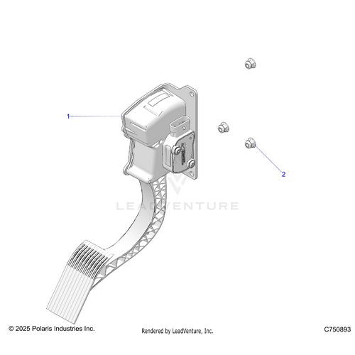 An Image of a Genuine Polaris Parts Schematic Diagram showing the schematic - ENGINE: THROTTLE PEDAL - 2026 POLARIS RZR PRO R RACE