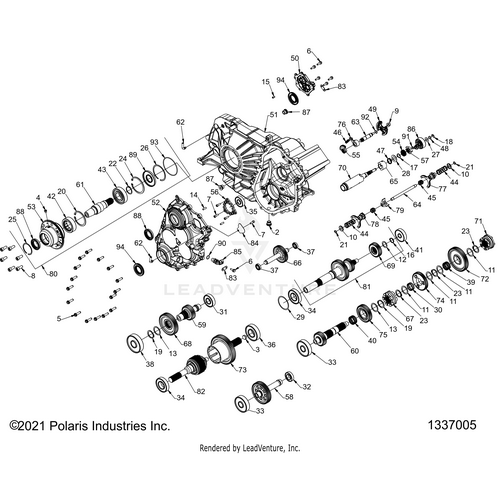 An Image of a Genuine Polaris Parts Schematic Diagram showing the schematic - DRIVE TRAIN: GEARCASE MAIN INTERNALS - 2023 POLARIS RZR PRO R 4 RIDE COMMAND