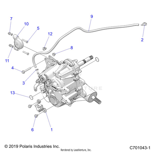 An Image of a Genuine Polaris Parts Schematic Diagram showing the schematic - DRIVE TRAIN: MAIN GEARCASE MOUNTING - 2020 POLARIS RZR 570