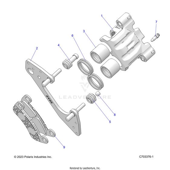 An Image of a Genuine Polaris Parts Schematic Diagram showing the schematic - BRAKES: FRONT CALIPER - 2024 POLARIS RZR XP 4 1000 ULTIMATE