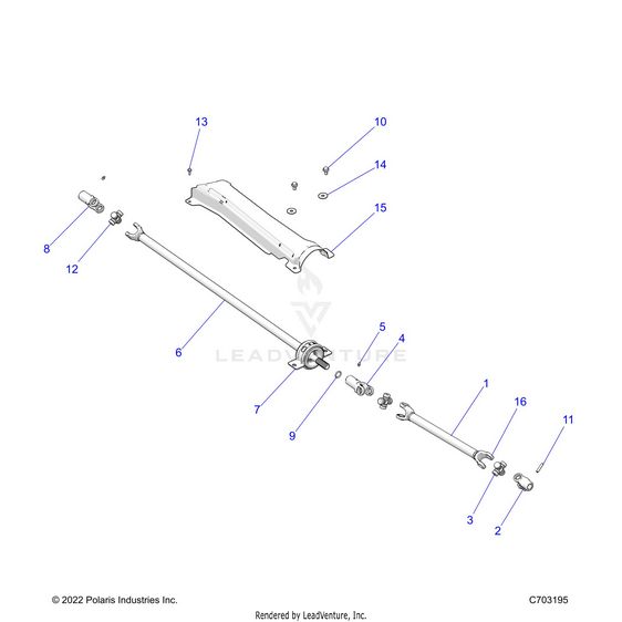 An Image of a Genuine Polaris Parts Schematic Diagram showing the schematic - DRIVE TRAIN: PROP SHAFT - 2023 POLARIS RZR XP 1000 SPORT