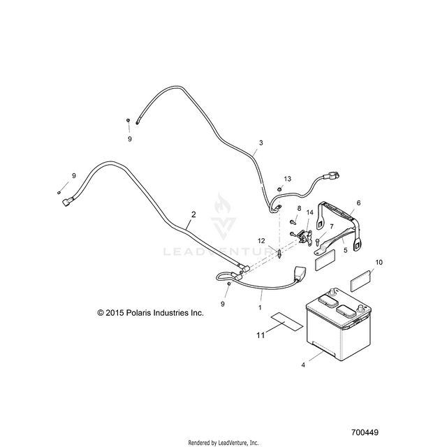 An Image of a Genuine Polaris Parts Schematic Diagram showing the schematic - ELECTRICAL: BATTERY - 2016 POLARIS RZR XP TURBO