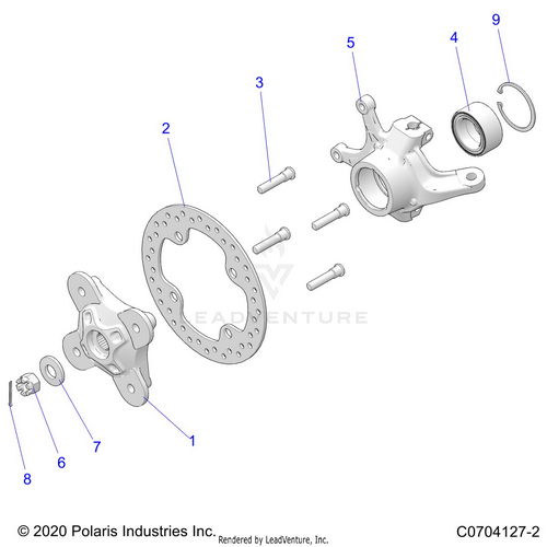 An Image of a Genuine Polaris Parts Schematic Diagram showing the schematic - SUSPENSION: FRONT CARRIER - 2023 POLARIS RZR XP 4 1000 SPORT