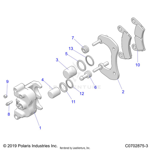 An Image of a Genuine Polaris Parts Schematic Diagram showing the schematic - BRAKES: CALIPER REAR - 2022 POLARIS RZR PRO XP PREMIUM/EVAP