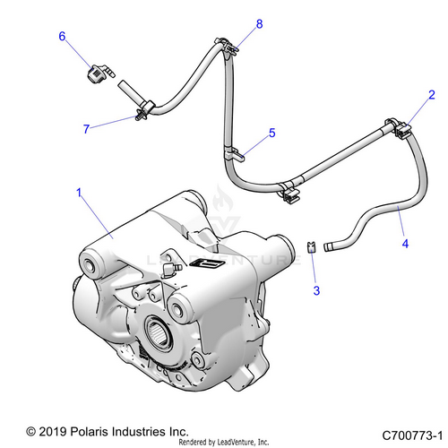 An Image of a Genuine Polaris Parts Schematic Diagram showing the schematic - DRIVE TRAIN: FRONT GEARCASE MOUNTING - 2021 POLARIS RZR TURBO S 4