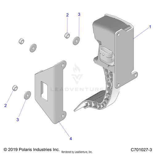 An Image of a Genuine Polaris Parts Schematic Diagram showing the schematic - ENGINE: THROTTLE PEDAL - 2021 POLARIS RZR XP 1000 TRAILS & ROCKS
