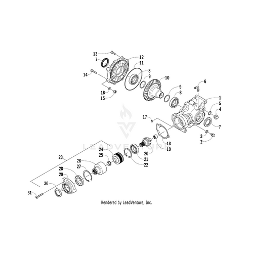 Exploded diagram of Input Shaft-Torque Limiting-Assembly (Inc. 24-30) by Arctic Cat, featuring clearly labeled and numbered OEM parts such as gears, bearings, seals, and housing components for easy identification.