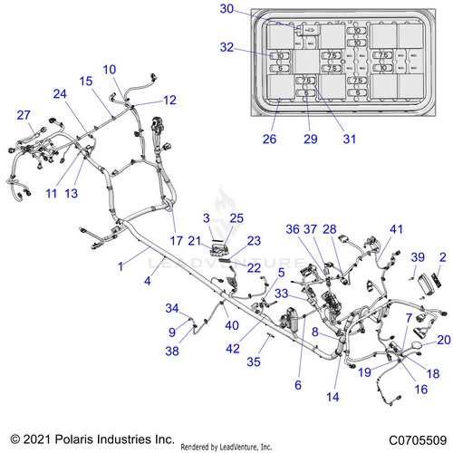 An Image of a Genuine Polaris Parts Schematic Diagram showing the schematic - ELECTRICAL: WIRE HARNESS CHASSIS ULTIMATE LE - 2021 POLARIS RZR PRO XP 4 ULTIMATE ROCKFORD LE