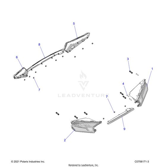 An Image of a Genuine Polaris Parts Schematic Diagram showing the schematic - ELECTRICAL: HEADLIGHTS AND TAILLIGHTS - 2024 POLARIS RZR XP 1000 ULTIMATE