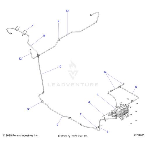 An Image of a Genuine Polaris Parts Schematic Diagram showing the schematic - FUEL: FIRE SUPRESSION - 2025 POLARIS RZR PRO R RACE