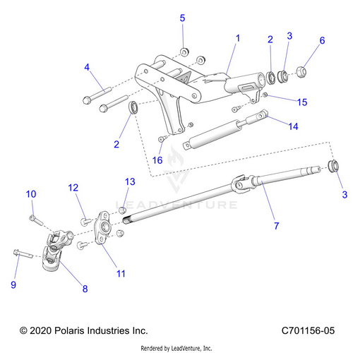 An Image of a Genuine Polaris Parts Schematic Diagram showing the schematic - STEERING: LINKAGE TILT AND RELATED STANDARD - 2022 POLARIS RZR PRO R SPORT/PREMIUM