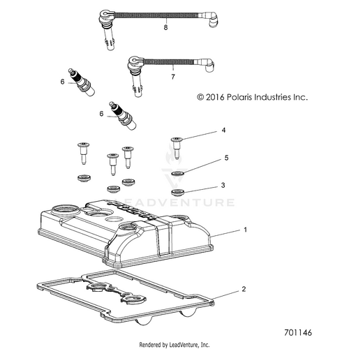 An Image of a Genuine Polaris Parts Schematic Diagram showing the schematic - ENGINE: VALVE COVER SPARKPLUGS and WIRES - 2019 POLARIS RZR S 4 1000