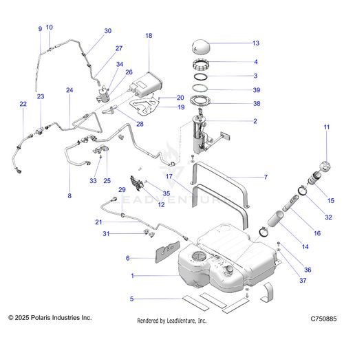 An Image of a Genuine Polaris Parts Schematic Diagram showing the schematic - FUEL: SYSTEM EVAP - 2026 POLARIS RZR PRO XP 4 SPORT