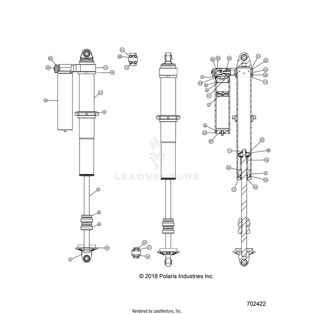 An Image of a Genuine Polaris Parts Schematic Diagram showing the schematic - SUSPENSION: REAR SHOCK INTERNALS - 2018 POLARIS RZR XP 1000