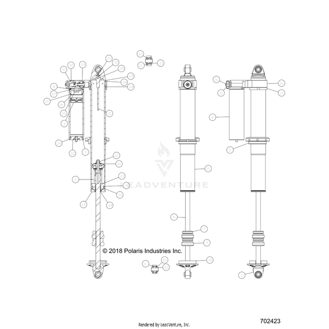 An Image of a Genuine Polaris Parts Schematic Diagram showing the schematic - SUSPENSION: REAR SHOCK INTERNALS - 2018 POLARIS RZR XP 1000