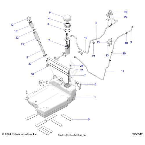 An Image of a Genuine Polaris Parts Schematic Diagram showing the schematic - FUEL: SYSTEM STANDARD - 2026 POLARIS RZR PRO S ULTIMATE