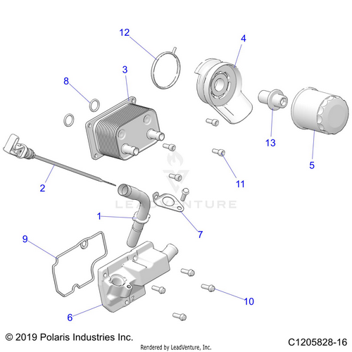 An Image of a Genuine Polaris Parts Schematic Diagram showing the schematic - ENGINE: DIPSTICK AND OIL FILTER - 2022 POLARIS RZR PRO XP ULTIMATE