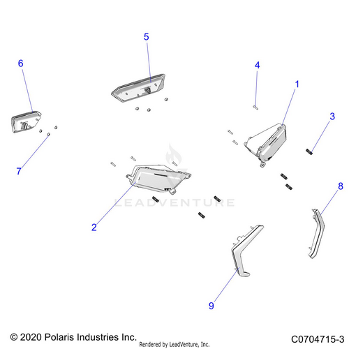 An Image of a Genuine Polaris Parts Schematic Diagram showing the schematic - ELECTRICAL: HEADLIGHTS AND TAILLIGHTS - 2026 POLARIS RZR TRAIL S 1000 ULTIMATE