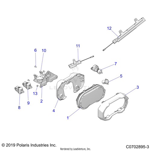 An Image of a Genuine Polaris Parts Schematic Diagram showing the schematic - ELECTRICAL: DASH INSTRUMENTS AND CONTROLS - 2020 POLARIS RZR PRO XP 4