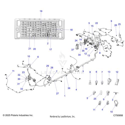 An Image of a Genuine Polaris Parts Schematic Diagram showing the schematic - ELECTRICAL: WIRE HARNESS CHASSIS - 2026 POLARIS RZR PRO R 4 ULTIMATE