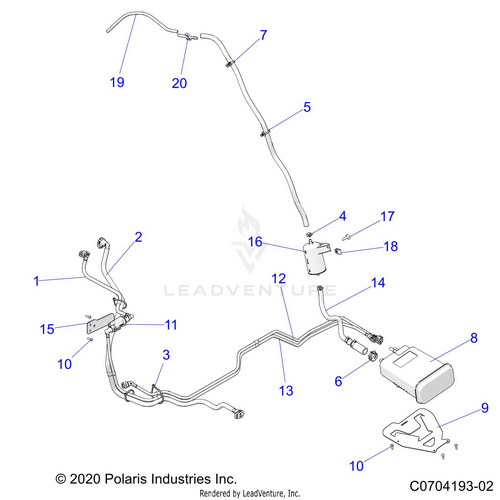 An Image of a Genuine Polaris Parts Schematic Diagram showing the schematic - FUEL: SYSTEMS LINES EVAP - 2024 POLARIS RZR PRO R 4 ULTIMATE