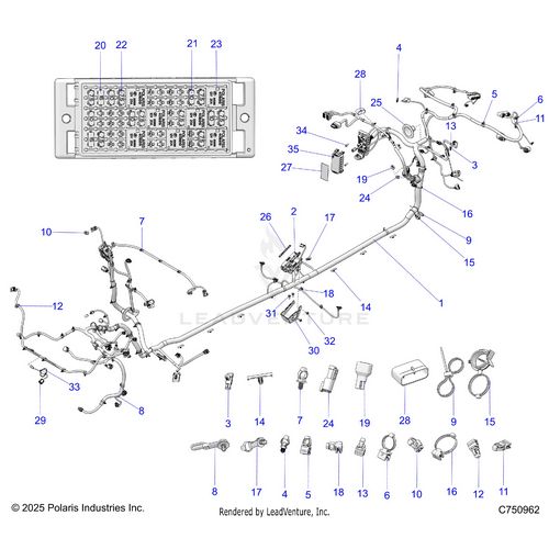 An Image of a Genuine Polaris Parts Schematic Diagram showing the schematic - ELECTRICAL: WIRE HARNESS CHASSIS - 2026 POLARIS RZR PRO S 4 ULTIMATE